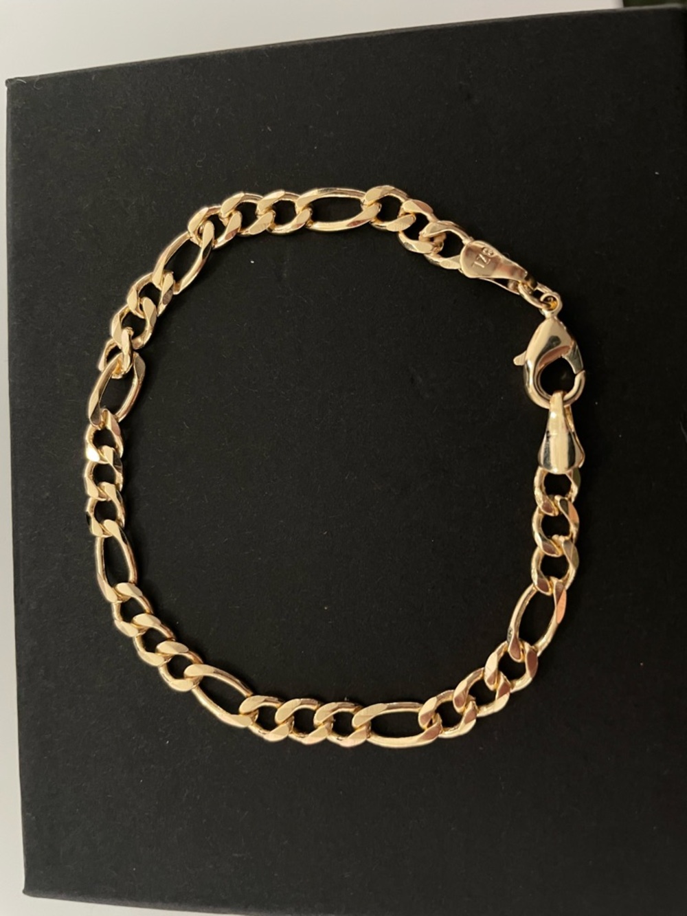 18k Gold Figaro Chain Bracelet - 7 inches from Brazil